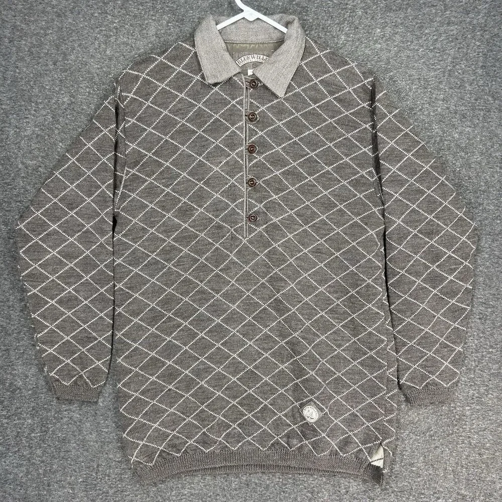 Blue Willi's Sweater Pullover Knit Mens S Gray Wool Cotton Grandpa henley‎
